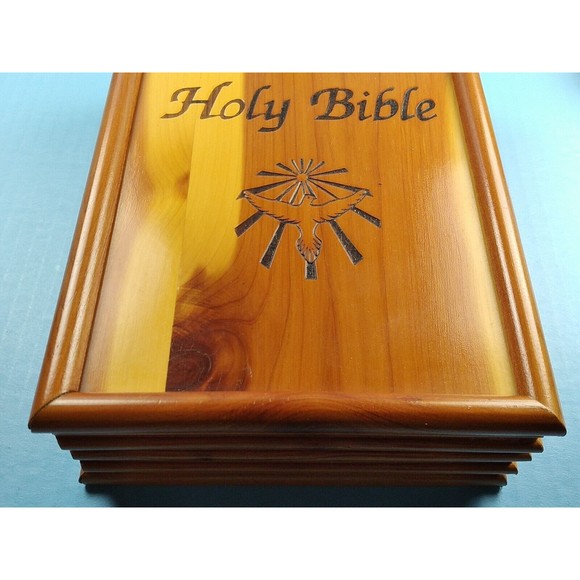Vtg White Leather Service Recognition Holy Bible 1991 King James Wooden Case EC - Picture 12 of 12